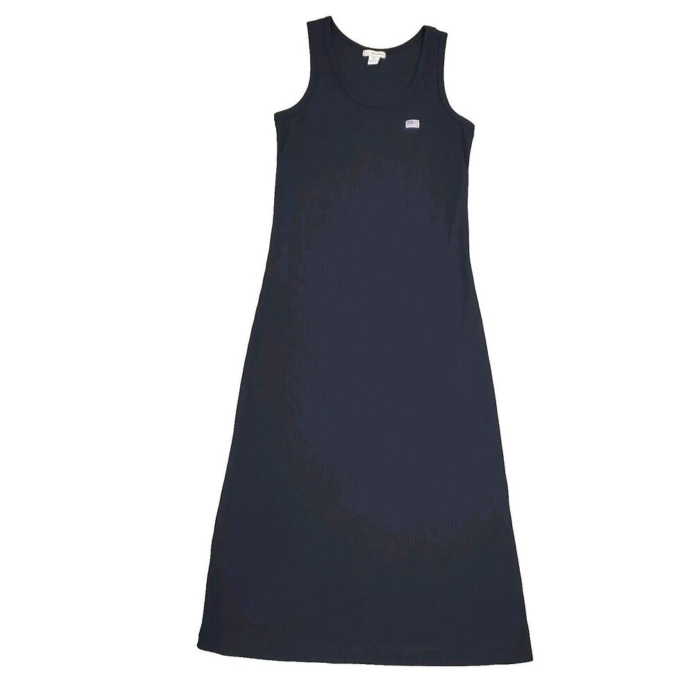 Basic Equipment Ribbed Maxi Dress sz M Blue USA Sleeveless Nautical Preppy